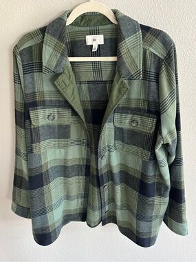 Nordstrom BP Flannel Print Shacket Jacket  Green Size Large